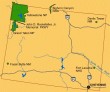 Mapka NP Wyoming ze strnky NPS s vyznaenm polohy