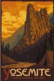 Plakát lákající k trekku a táboření v Yosemitském NP